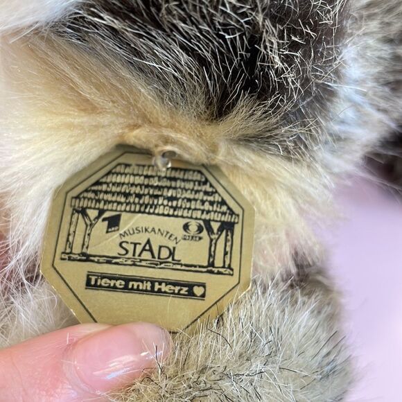 Vintage Tiere Mit Herz Plush Terrier Dog Stuffed Animal with Heart With Tag 8” - Picture 8 of 10